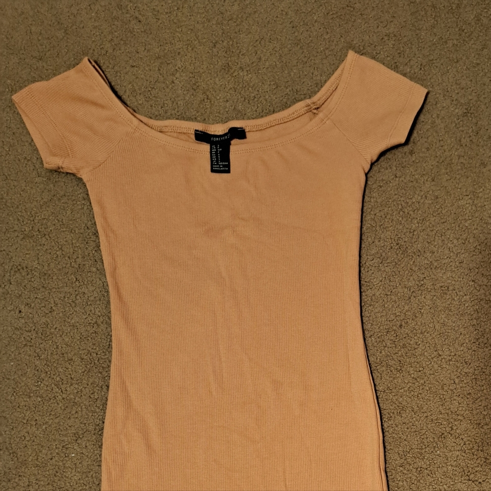 Forever 21 Ribbed Mini Dress in Peach